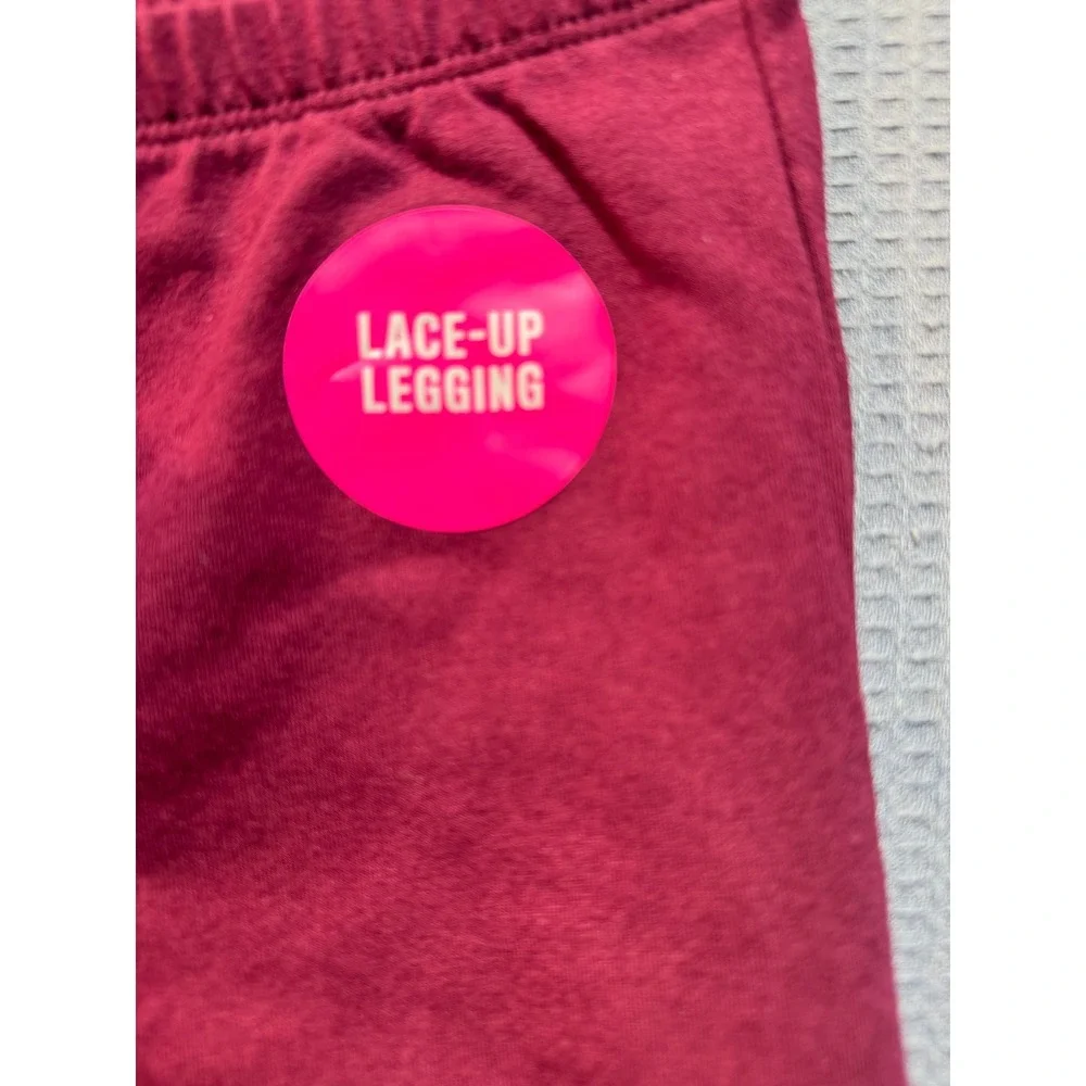 The Childrens Place Lace-Up Legging Girls L 10/12 Sugar Beet Burgundy